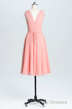 Simple Coral A-line Short Chiffon Dress