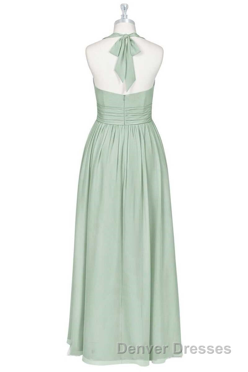 Sage Green Chiffon Halter Backless A-Line Bridesmaid Dress Secondary image