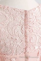 Pink Rhinestone Half Sleeve A-Line Long Mother of the Bride Dress
