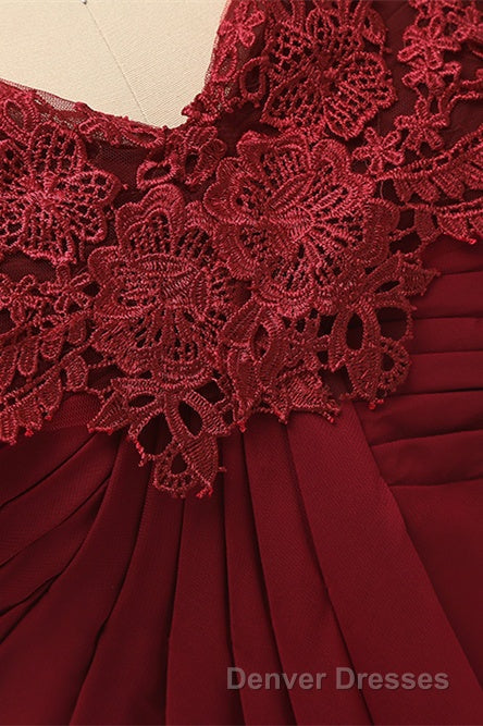 Mermaid Wine Red Ruffled Long Mother of the Bride Dress