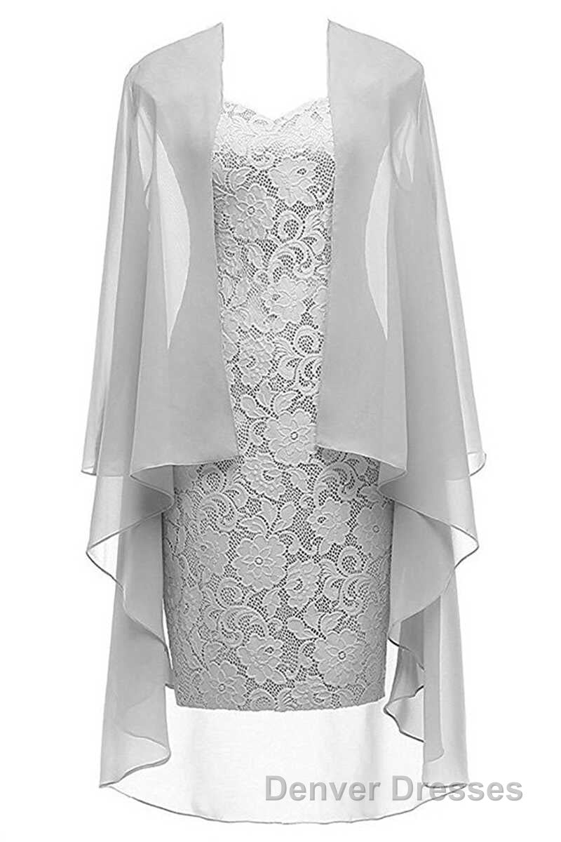 Two-Piece Grey Lace Short Mother of the Bride Dress Secondary image