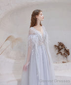 Luxury Blue Evening Dress, Long Evening Party Prom Dresses, A Line Prom Gown