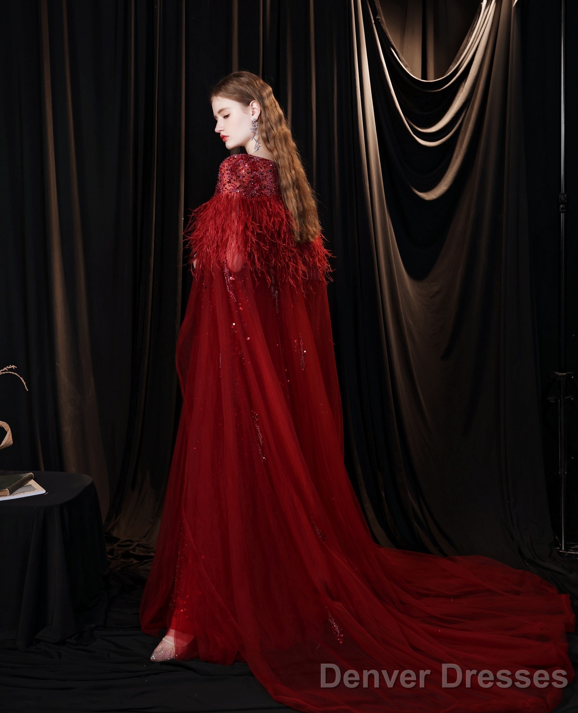 Luxury Burgundy Evening Dress, Long Evening Party Prom Dresses, A Line Prom Gown