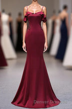 Wine Red Mermaid Sweetheart Straps Long Formal Dress, Wine Red Prom Dress
