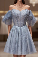 Off The Shoulder Tulle Short Homecoming Dress