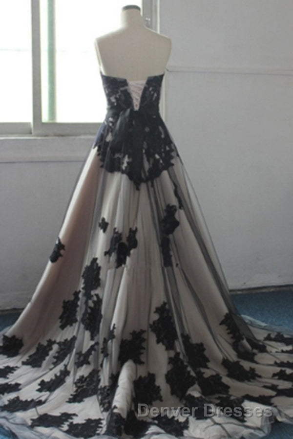 Charming Lace Appliqued Strapless With Chapel Train Wedding Dress Secondary image