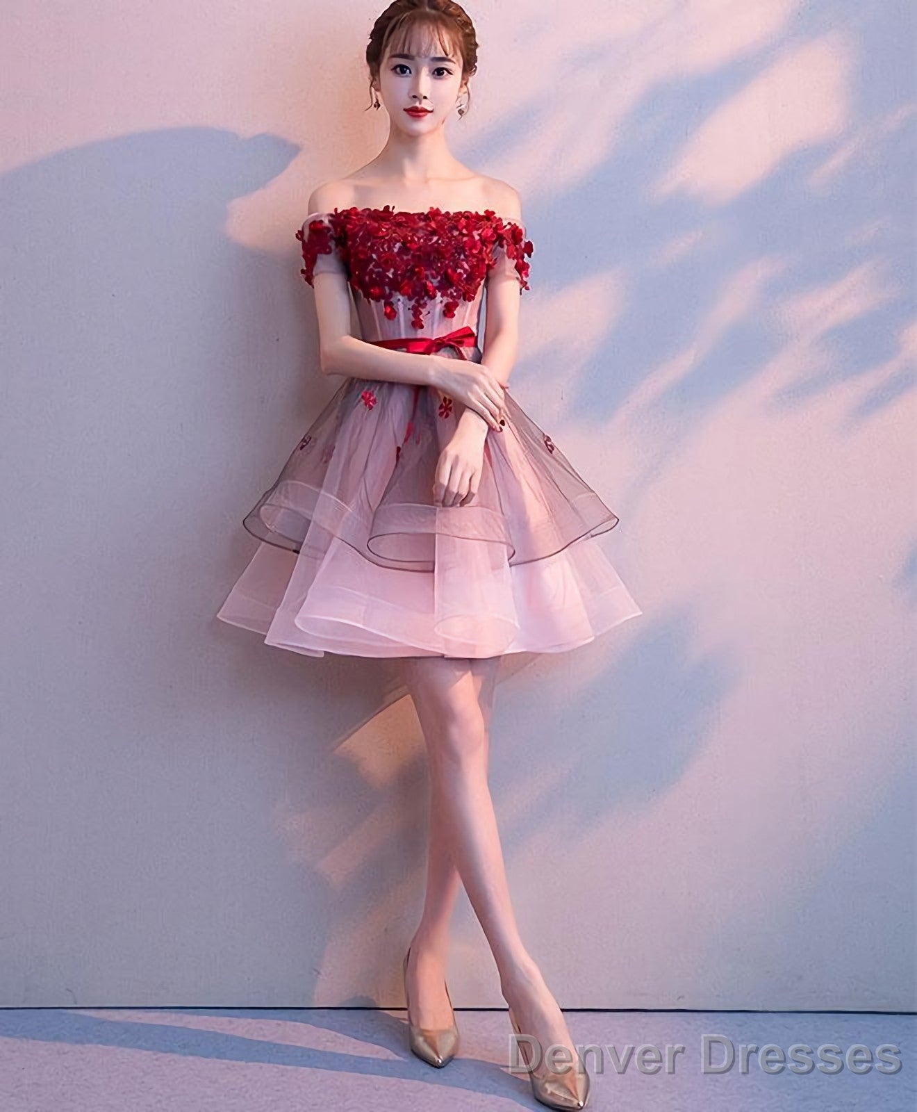 Pink Tulle Lace Short Prom Dress Pink Tulle Homecoming Dress