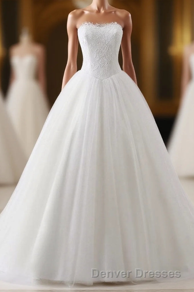 Ball Gown Strapless Sleeveless Lace Up Wedding Dress Main image