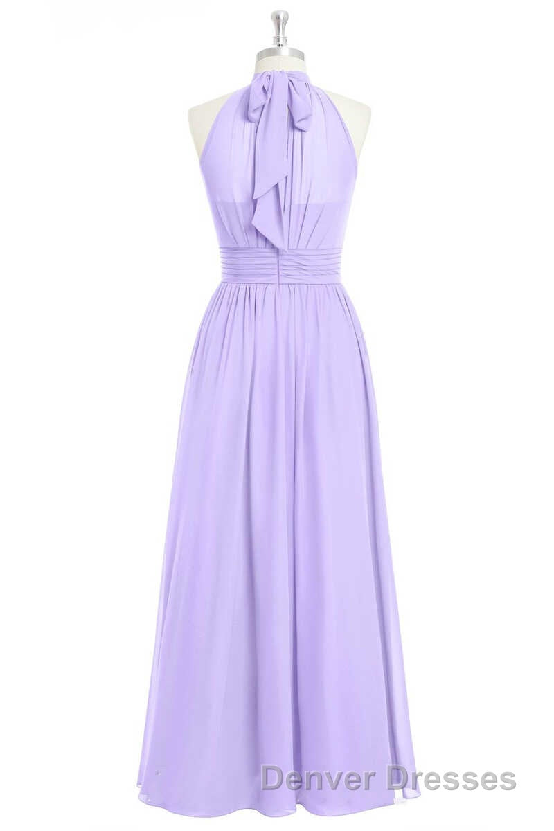 Lavender Chiffon Halter Long Bridesmaid Dress Secondary image