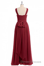 Red Chiffon Cross-Front A-Line Long Bridesmaid Dress
