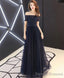 Dark Blue Tulle Long Prom Dress Blue Tulle Evening Dress