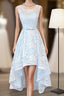 Light Blue Lace High Low Prom Dress, Homecoming Dress