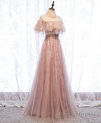 Pink Tulle Lace Long Prom Dress, Pink Tulle Formal Dress, 2