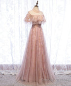 Pink Tulle Lace Long Prom Dress, Pink Tulle Formal Dress, 2