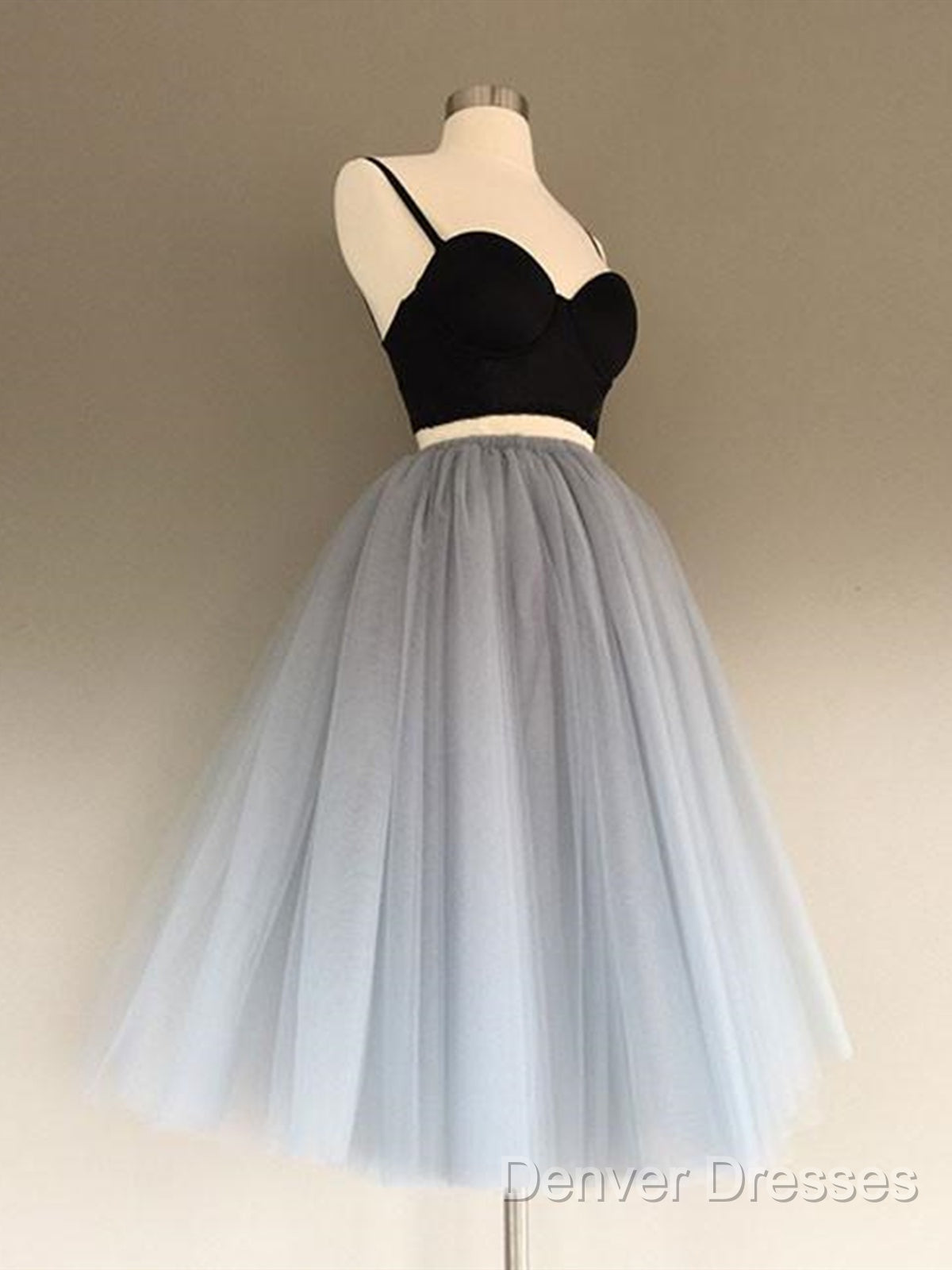 2 Pieces Black Gray Short Prom Dress, Two Pieces Short Black Gray Formal Graduation Dress Secondary image