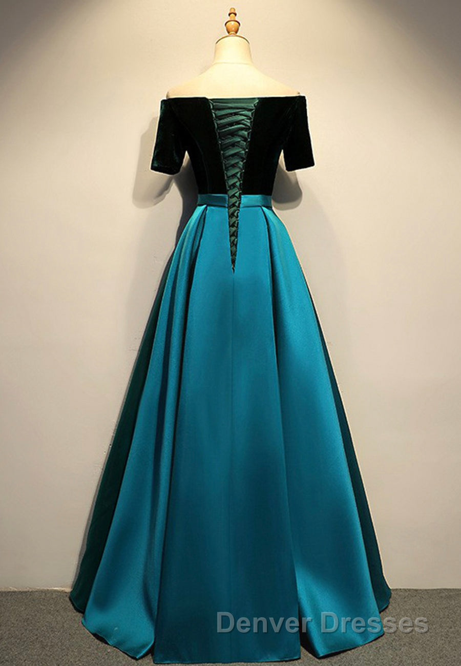 Elegant Velvet Satin Long Prom Dress, A-Line Evening Dress Secondary image