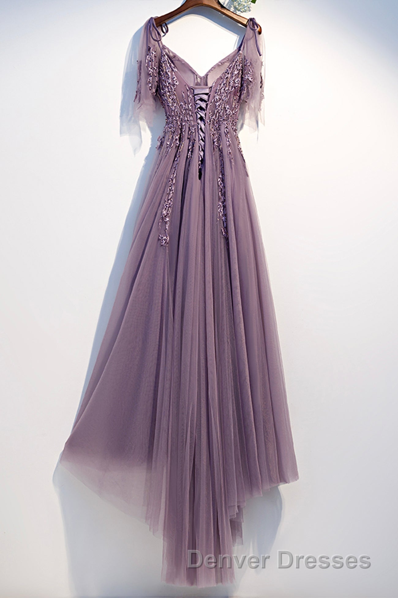 Purple Tulle Lace Long Prom Dress, A-Line Evening Party Dress