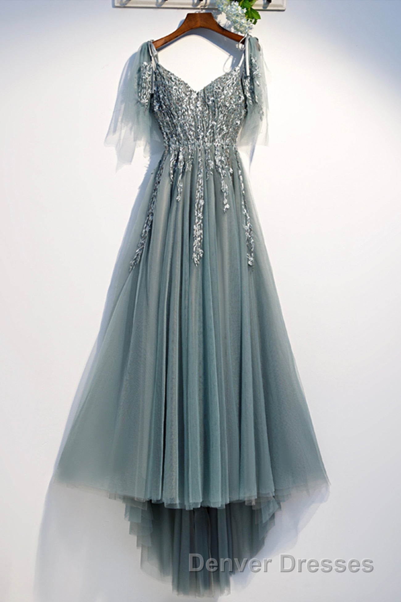Purple Tulle Lace Long Prom Dress, A-Line Evening Party Dress