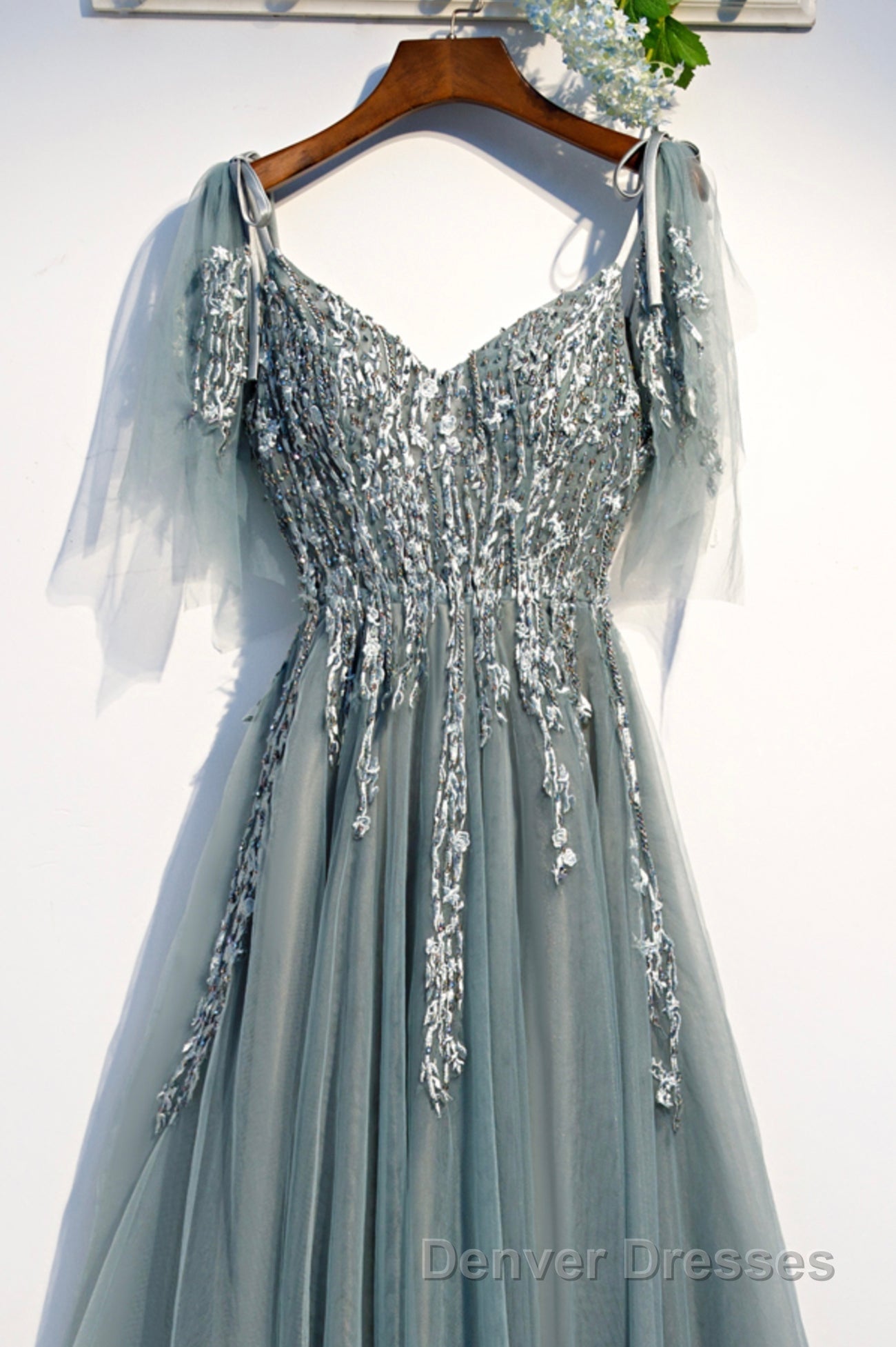 Purple Tulle Lace Long Prom Dress, A-Line Evening Party Dress