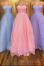 Lovely Tulle Spaghetti Strap Long Prom Dress, A-Line Evening Dress