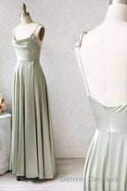 Simple Satin Long Prom Dress, A-Line Evening Party Dress
