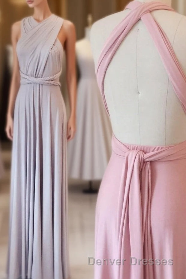 Elegant A-Line Pink Long Bridesmaid Dress Wedding Party Dress Main image