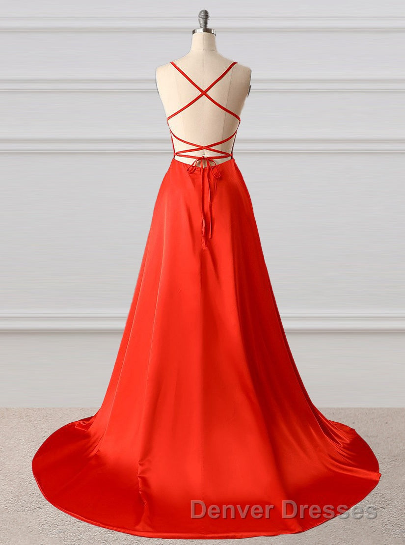 A-Line Prom Dress Side Split Evening Dress