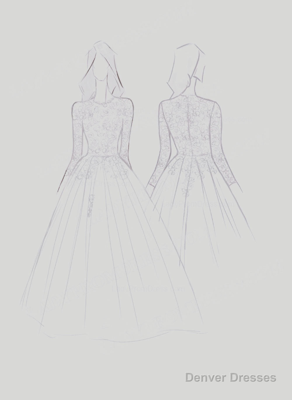 2025 Newest A Line Long Sleeves Tulle With Appliques Wedding Dresses Secondary image