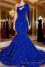 Blue sequin mermaid prom Dress, shimmery African women party Dress