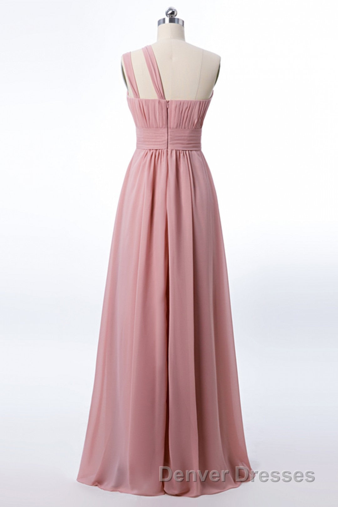 One Shoulder Blush Pink Chiffon A-line Bridesmaid Dress Secondary image