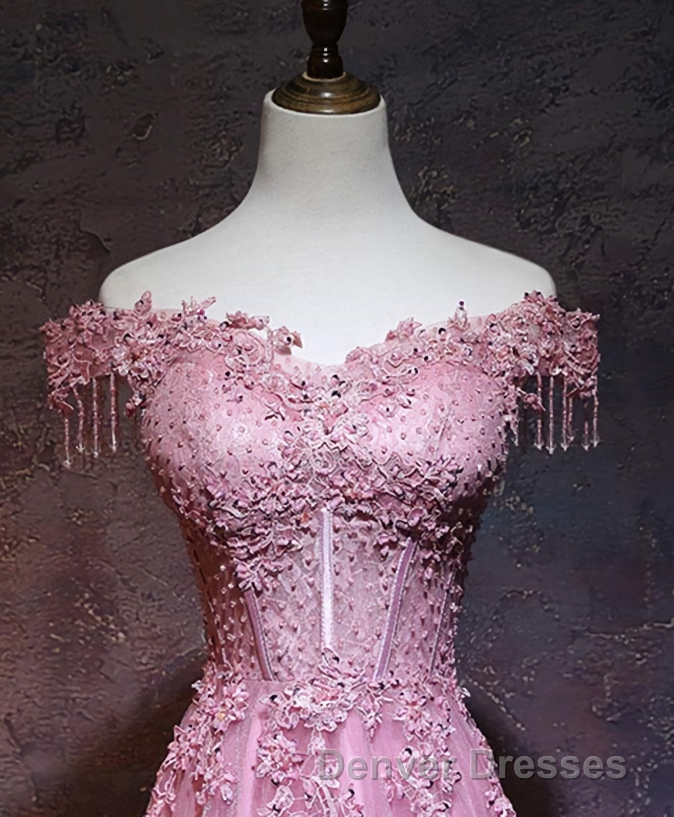 Burgundy Tulle Lace Off Shoulder Long Prom Dress, Burgundy Lace Evening Dress