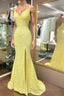 Elegant Yellow Sequins Mermaid Prom Dress
