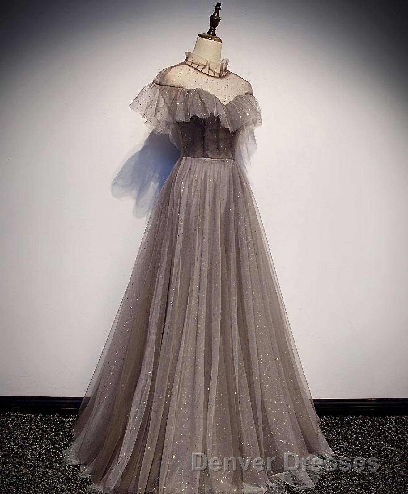 Unique Tulle Long Prom Dress, Tulle Evening Dress