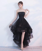 Black Tulle Lace Short Prom Dress, Black Tulle Homecoming Dress, 1