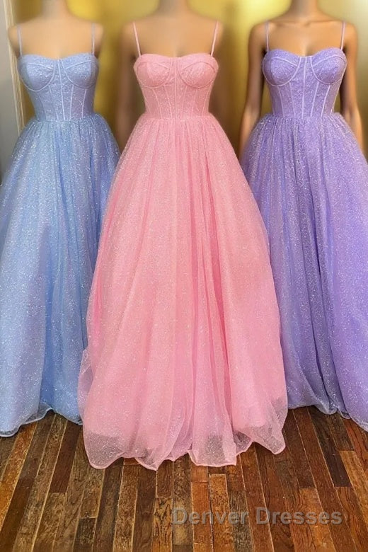 Princess Light Blue A-line Straps Long Prom Gown Main image