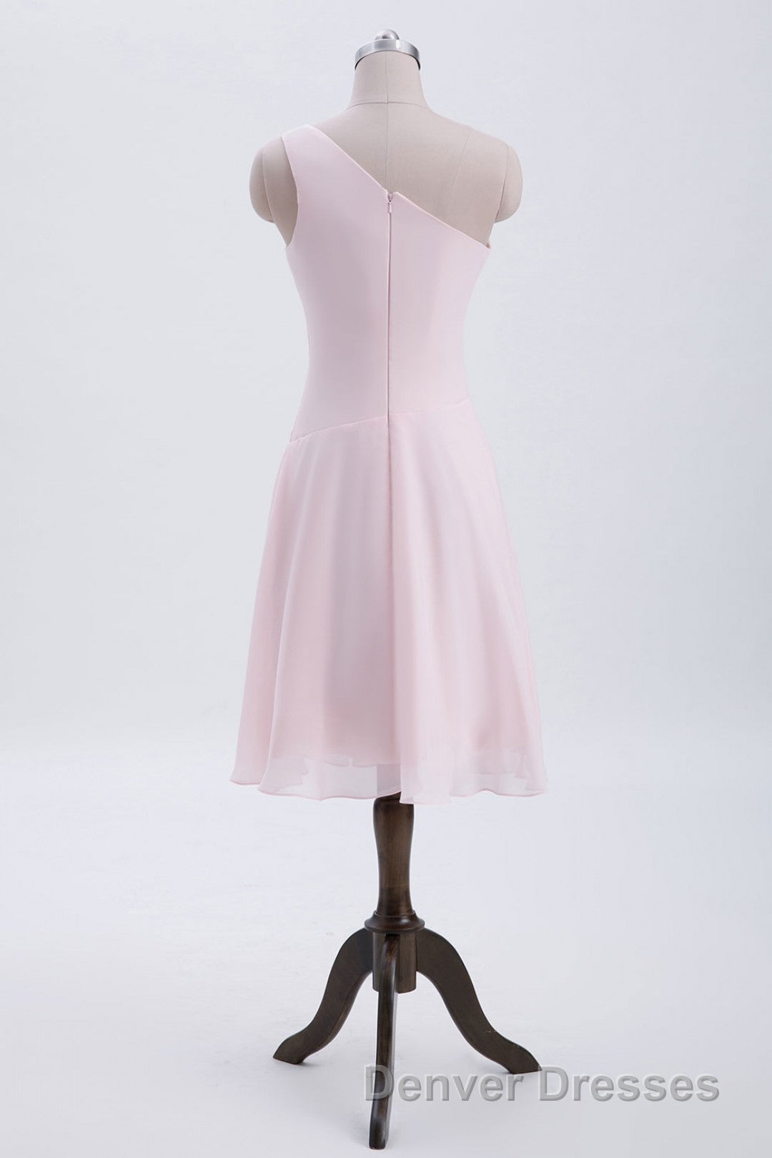 Short Pink One Shoulder Chiffon Homecoming Dress Secondary image