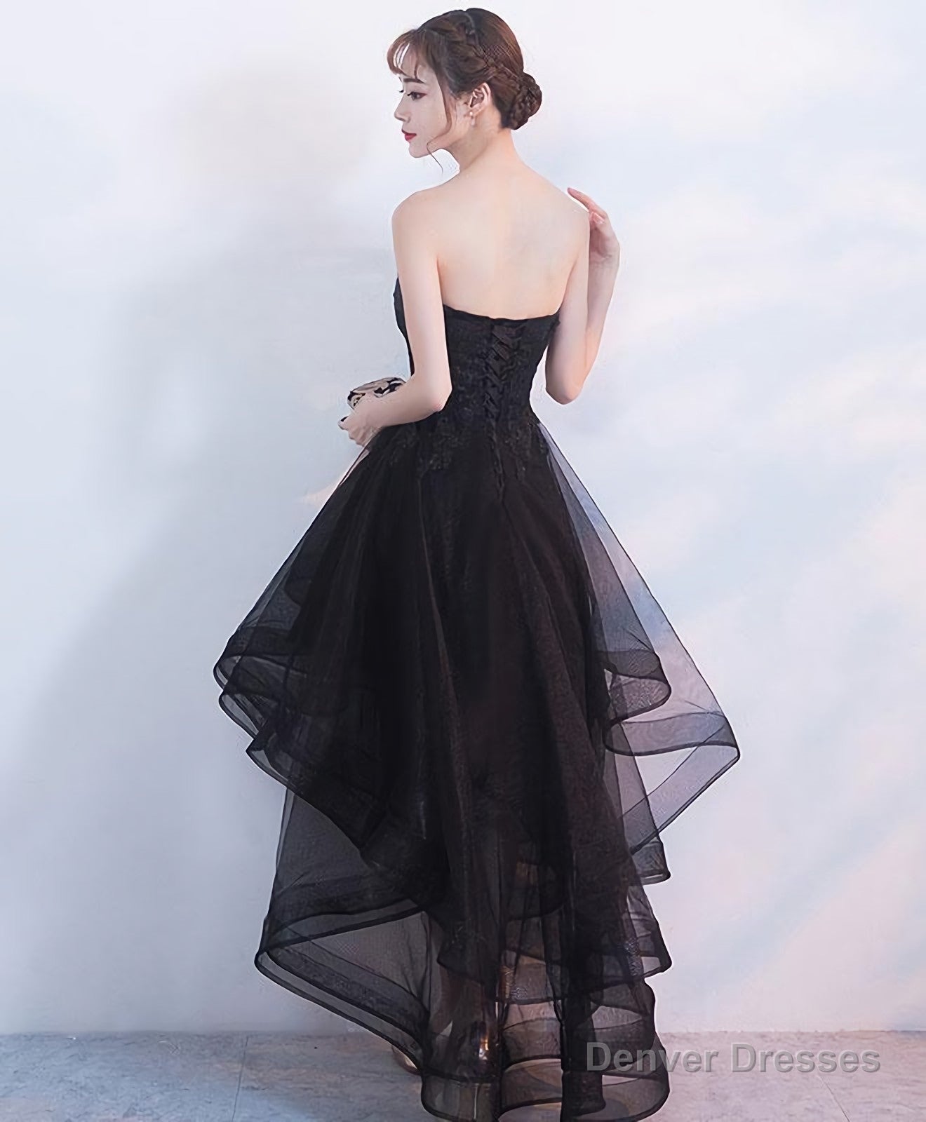 Black Tulle Lace Short Prom Dress, Black Tulle Homecoming Dress, 1 Secondary image
