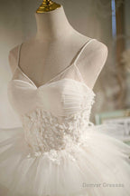 Multi-Tiered White Straps A-Line Short Party Dress