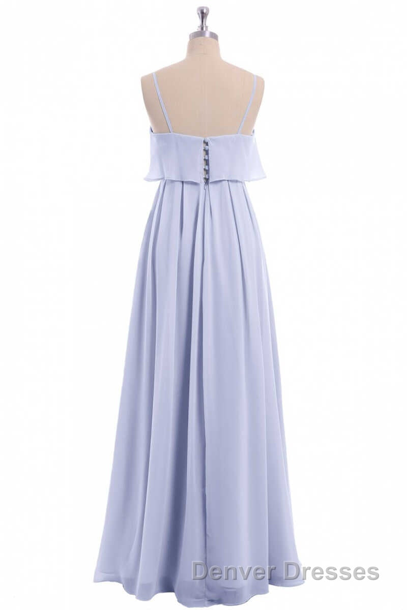 Lavender Chiffon Spaghetti Straps Ruffled A-Line Long Dress Secondary image
