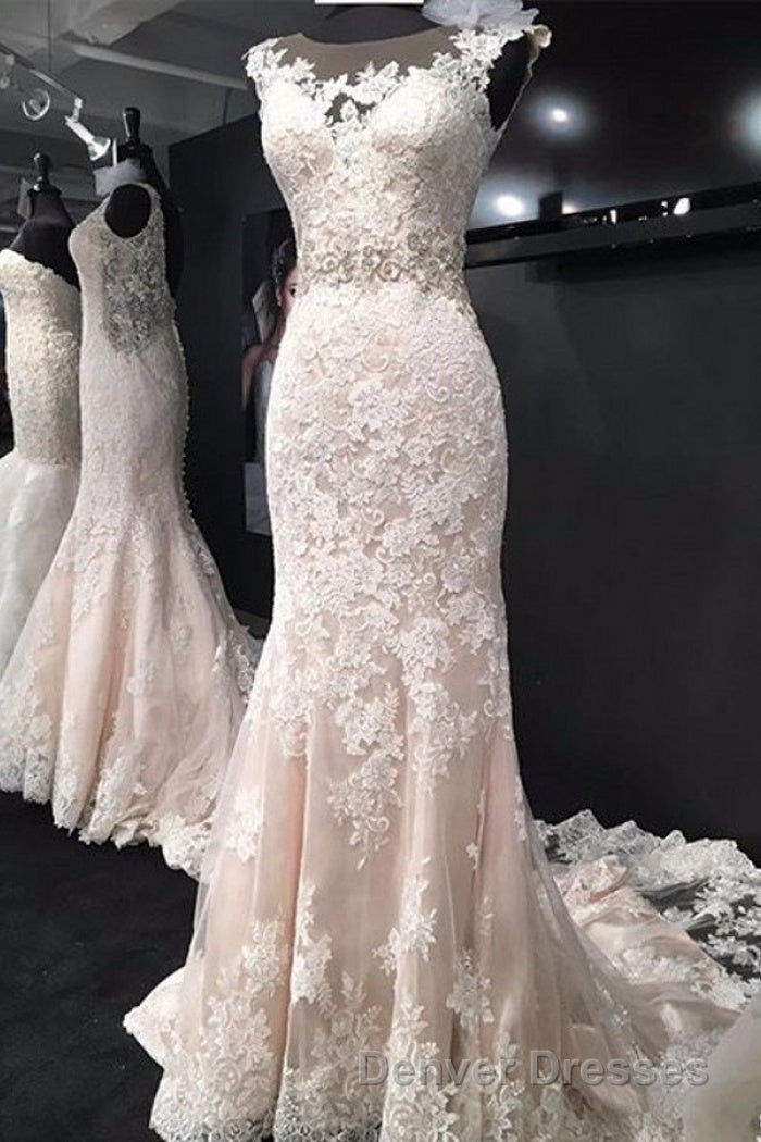 Charming Mermaid Trumpet Sleeveless Lace Appliques Wedding Dress Secondary image