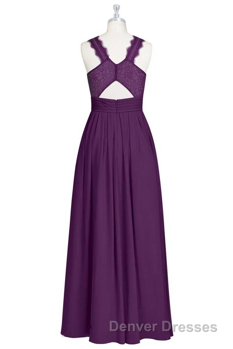 Magenta Chiffon Halter Cutout Back Long Bridesmaid Dress Secondary image