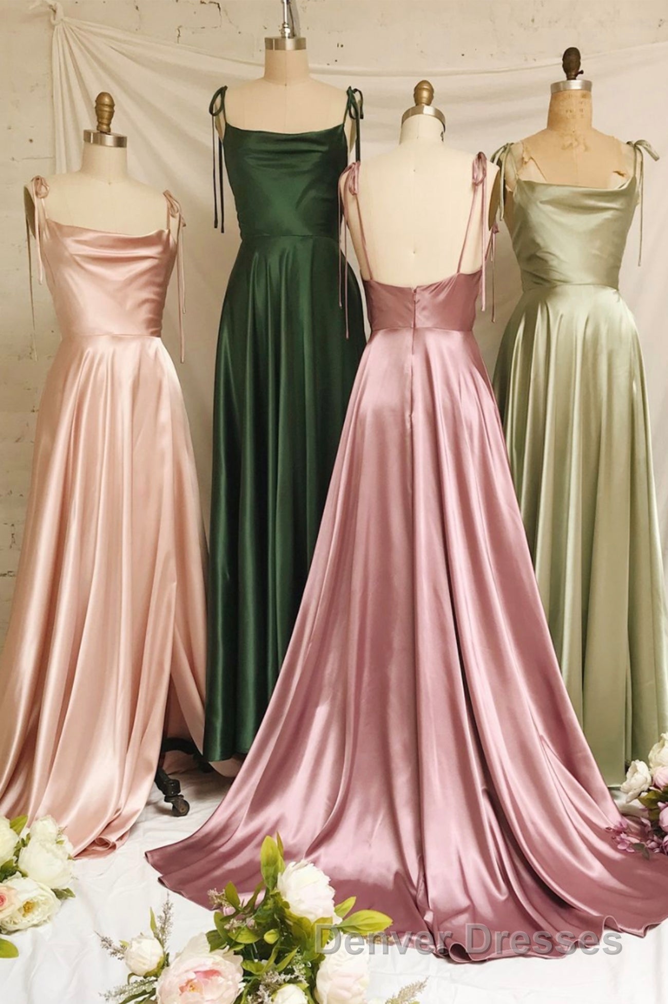 Simple Satin Long Prom Dress, A-Line Evening Party Dress