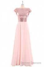 Burgundy Sequin Cap Sleeve Backless A-Line Bridesmaid Dress