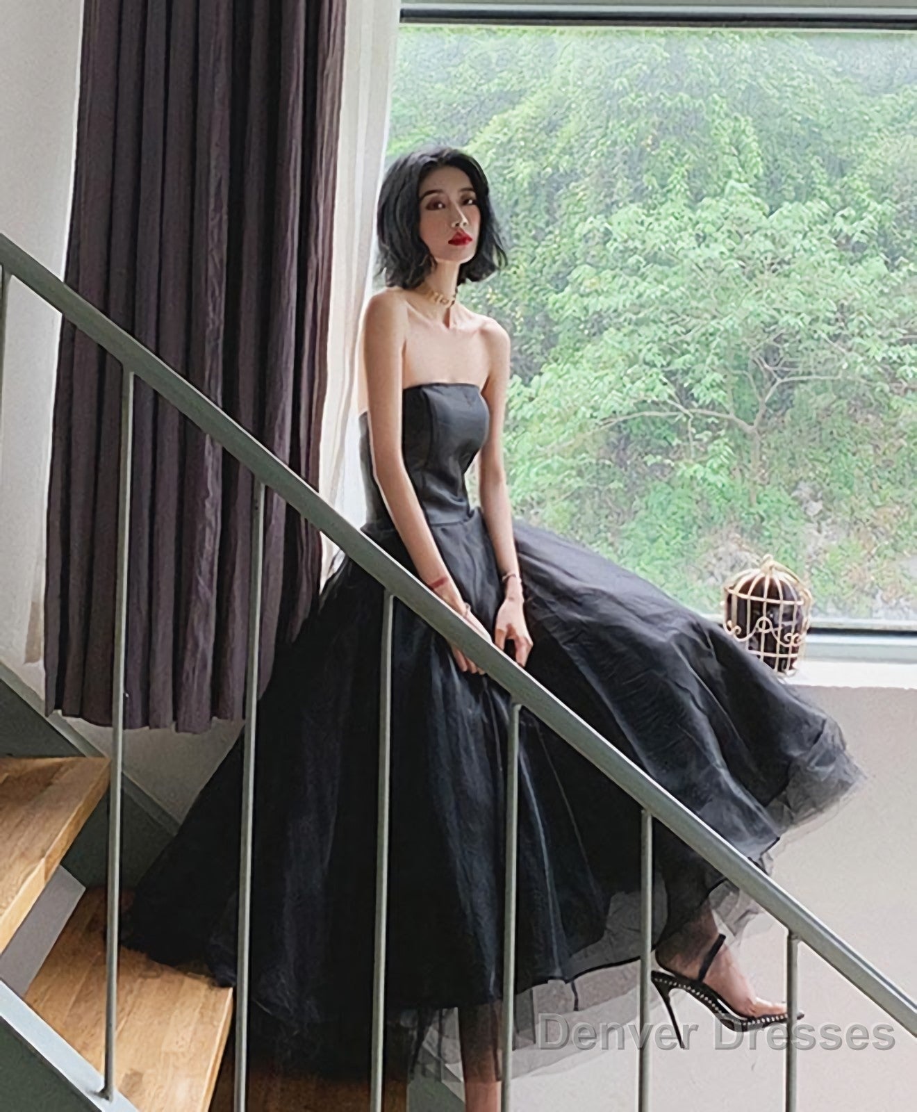Black Tulle Short Prom Dress, Black Evening Dress Secondary image