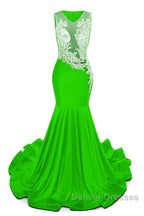 Portrait Trumpet Sweep Train Sleeveless Beading Evening Dress