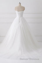 Ball Gown Strapless Sleeveless Lace Up Wedding Dress