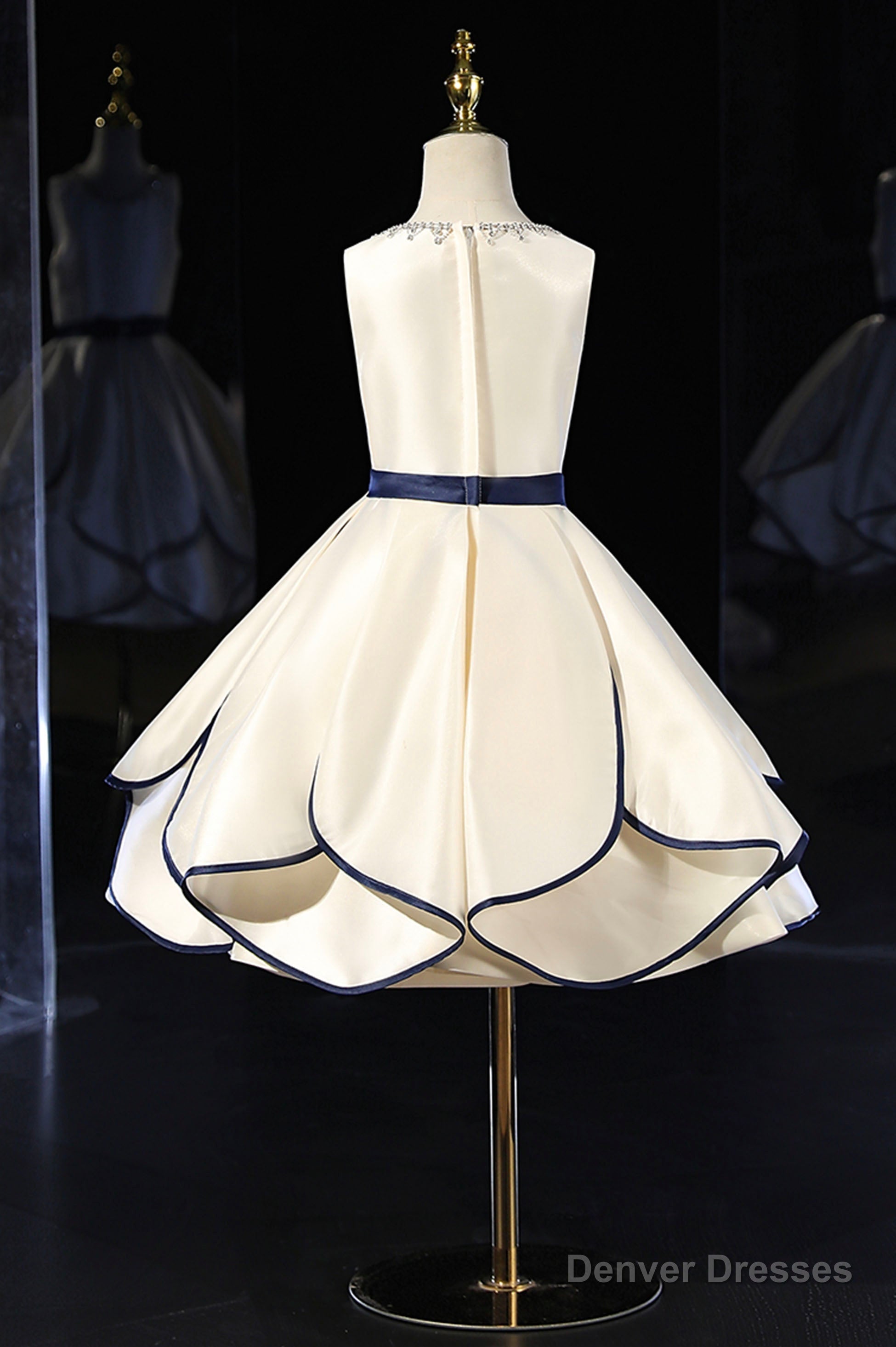 Champagne Satin Flower Girl Dress Main image