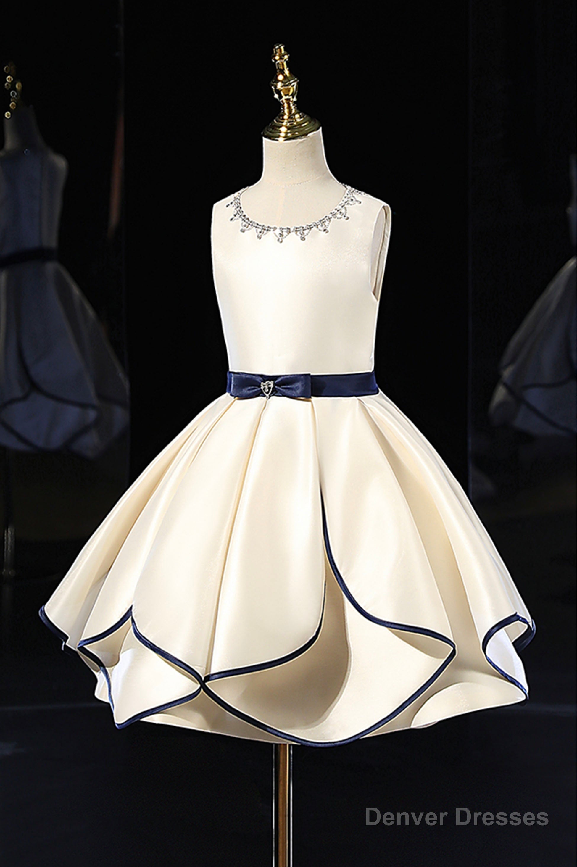 Champagne Satin Flower Girl Dress