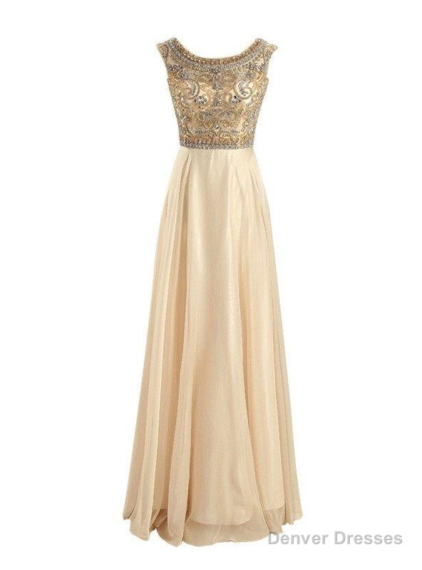 Floor-Length/Long A-Line/Princess Beading Floor-Length/Long Chiffon Prom Dresses