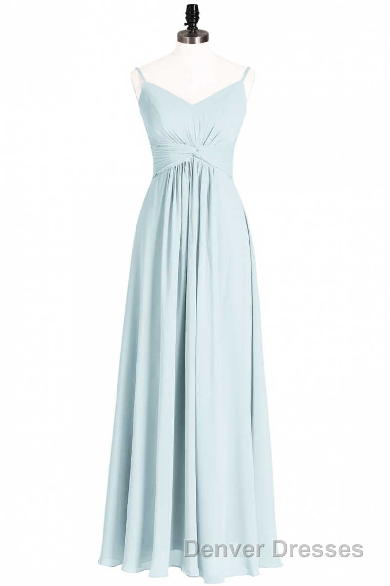 Mint Green Chiffon Twist Front A-Line Long Bridesmaid Dress Secondary image